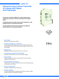 Thumbnail of document Data Sheet - IsoPAQ-41P High-Performance Isolation Transmitter